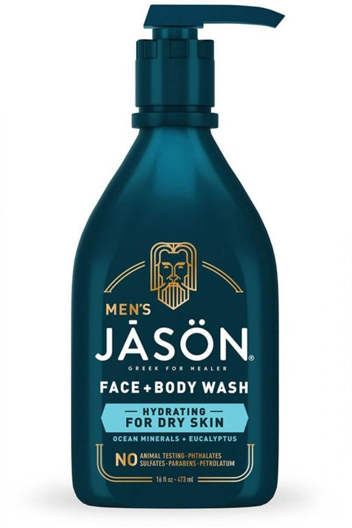 Jason Men's Face + Body Wash Hydrating For Dry Skin Ocean Minerals + Eucalyptus 473ml - Dennis the Chemist