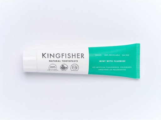 Kingfisher Natural Toothpaste Mint with Fluoride 100ml (Light Green) - Dennis the Chemist