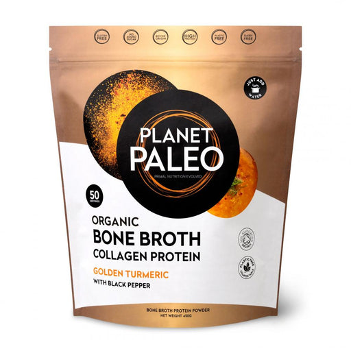 Planet Paleo Organic Bone Broth Collagen Protein Golden Turmeric with Black Pepper 450g - Dennis the Chemist