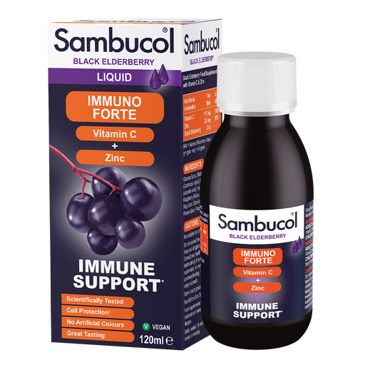 Sambucol Immuno Forte Vitamin C + Zinc Immune Support Liquid 120ml - Dennis the Chemist