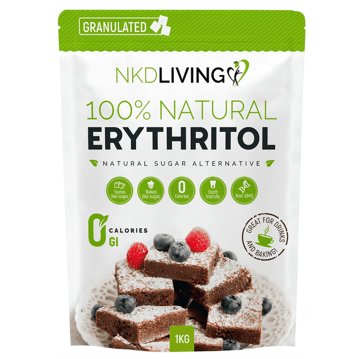 NKD LIVING 100% Natural Erythritol Natural Sugar Alternative 1kg (Granulated)