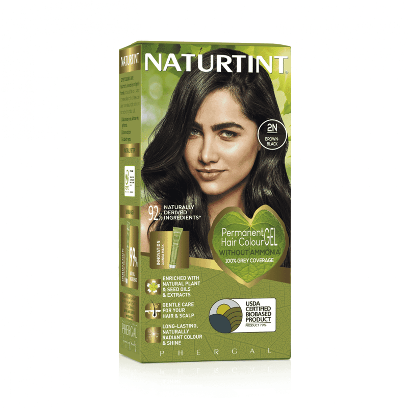 Naturtint 2N Brown Black hair dye tube showing the product packaging and color label.