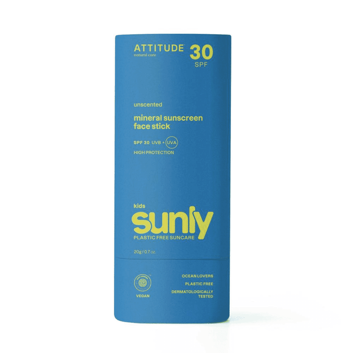 ATTITUDE 30 SPF Unscented Mineral Face Sunscreen - Kids Sunly 20g