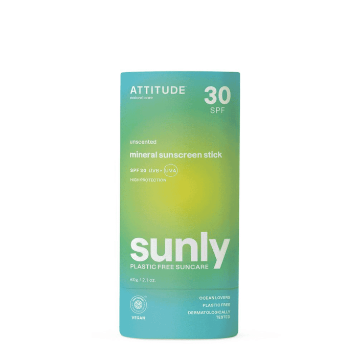 ATTITUDE 30 SPF Unscented Mineral Sunscreen Stick - Sunly 60g