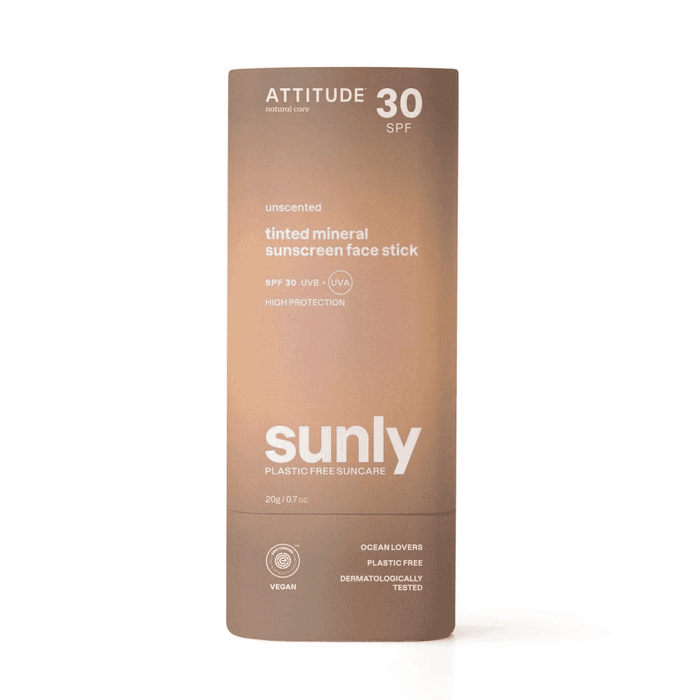 ATTITUDE 30 SPF Unscented Tinted Mineral Sunscreen Face Stick - Sunly 20g