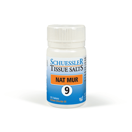 Schuessler Nat Mur 9 tablets in a bottle, natural mineral supplement for health support
