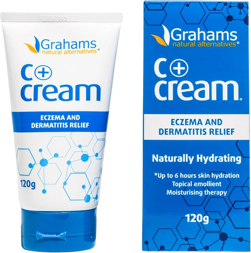 Grahams C+ Cream for eczema and dermatitis relief, naturally hydrating 120g tube and box