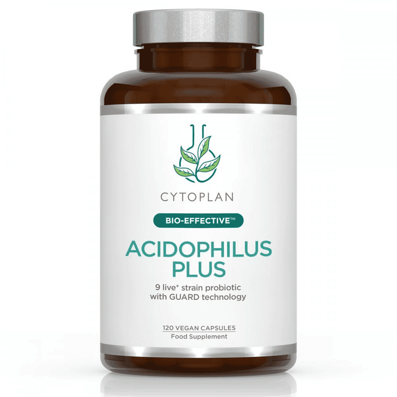 Cytoplan Acidophilus Plus 120s probiotic supplement bottle and packaging