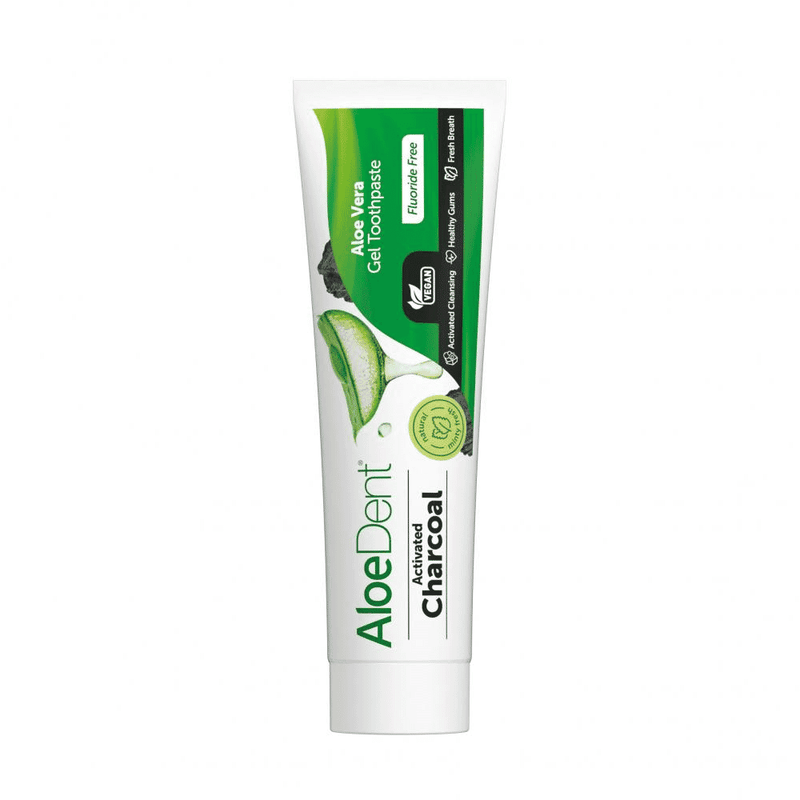 Aloe Dent Activated Charcoal Aloe Vera Gel Toothpaste Fluoride Free 100ml