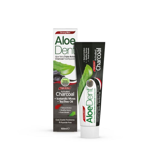 Aloe Dent Aloe Vera Triple Action Charcoal Toothpaste Strong Mint (Fluoride Free) 100ml - Dennis the Chemist