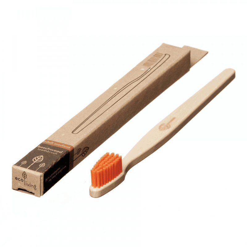 ecoLiving Adult Medium Beechwood Toothbrush Orange