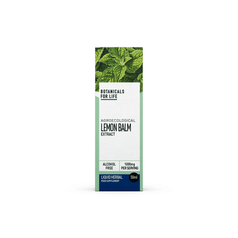 Botanicals For Life Agroecological Lemon Balm Extract 50ml bottle showing the label and packaging.