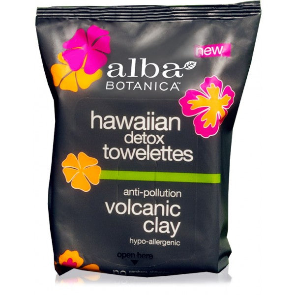 Alba Botanica Hawaiian Detox Towelettes Anti-Pollution Volcanic Clay 25's - Dennis the Chemist