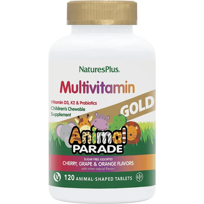 NaturesPlus Animal Parade GOLD Multivitamin Sugar Free Assorted Flavour 120s
