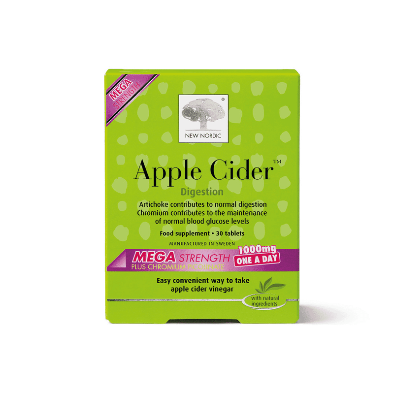New Nordic Apple Cider Mega Strength 1000mg 30s supplement bottle and packaging