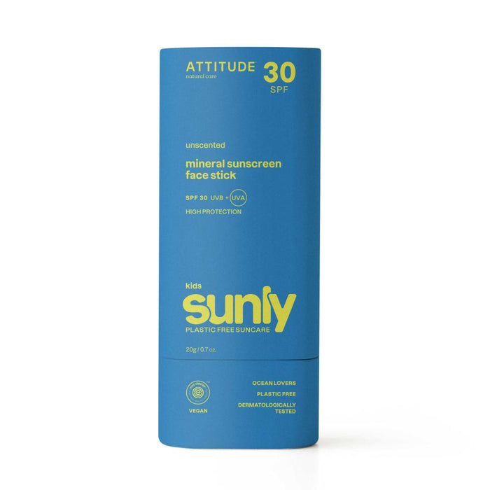 ATTITUDE 30 SPF Unscented Mineral Face Sunscreen - Kids Sunly 20g - Dennis the Chemist