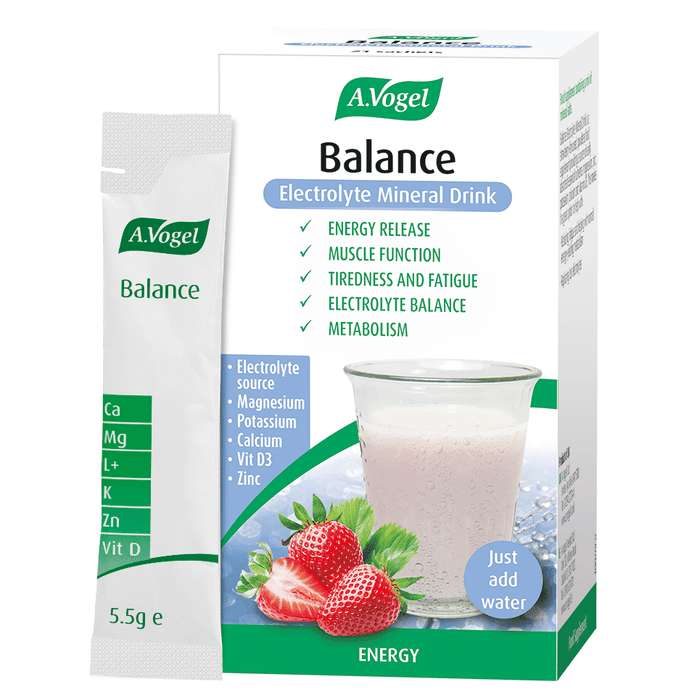 A Vogel (BioForce) Balance Electrolyte Mineral Drink Strawberry Energy 21x5.5g Sachets