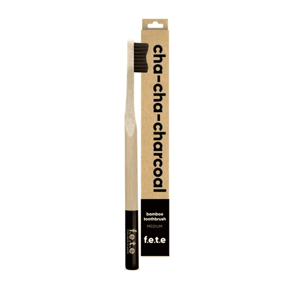 F.E.T.E Bamboo Toothbrush Medium Bristles - Cha-Cha Charcoal (single)