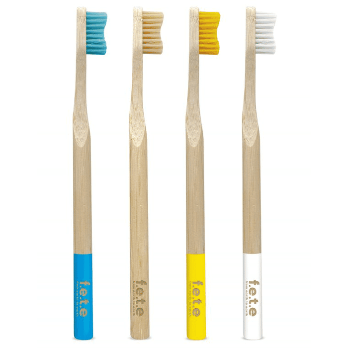 F.E.T.E Bamboo Toothbrushes Marvellous Mix Set of 4 Medium Bristles