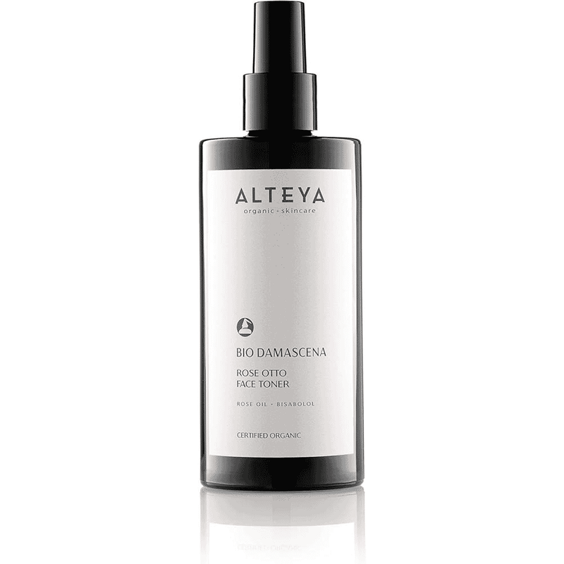 Alteya Bio Damascena Rose Otto Face Toner in 200ml bottle, featuring floral scent and natural skincare ingredients.