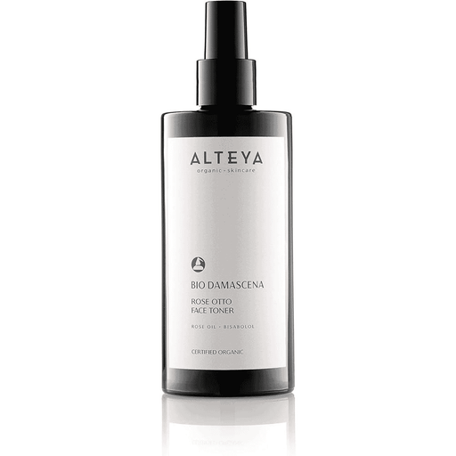 Alteya Bio Damascena Rose Otto Face Toner in 200ml bottle, featuring floral scent and natural skincare ingredients.