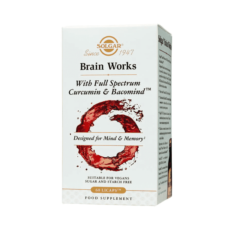 Solgar Brain Works With Full Spectrum Curcumin & Bacomind 60s