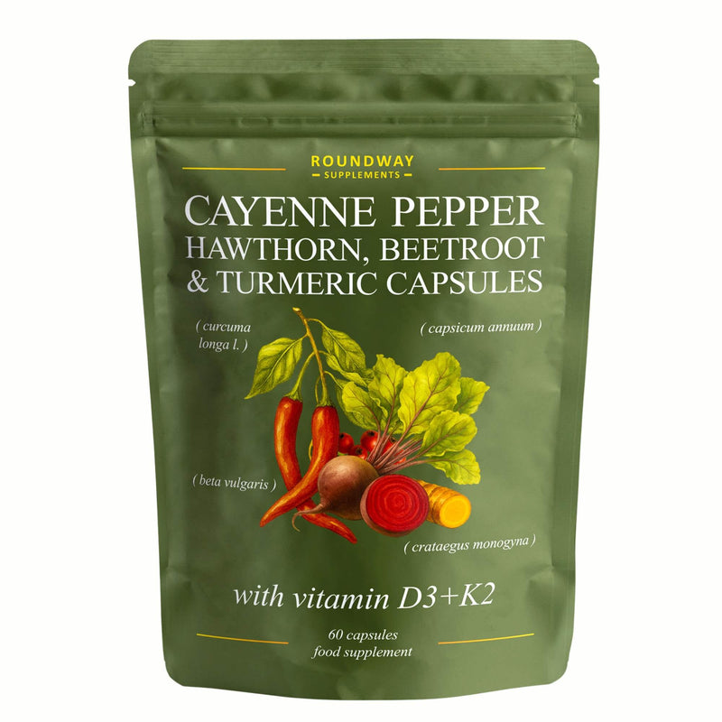 Cayenne Pepper, Hawthorn, Beetroot & Turmeric Capsules 60s