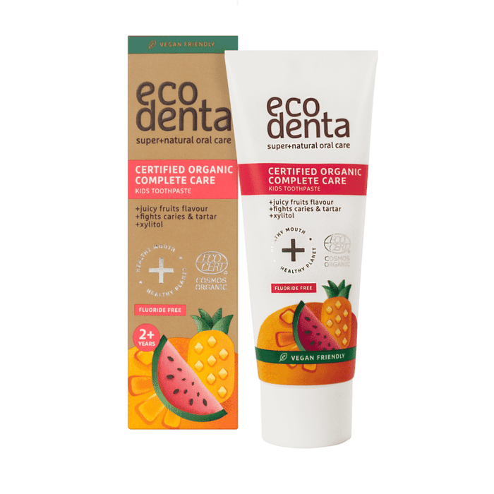 Ecodenta Certified Organic Complete Care Kids Toothpaste Juicy Fruits Flavour Fluoride Free 75ml