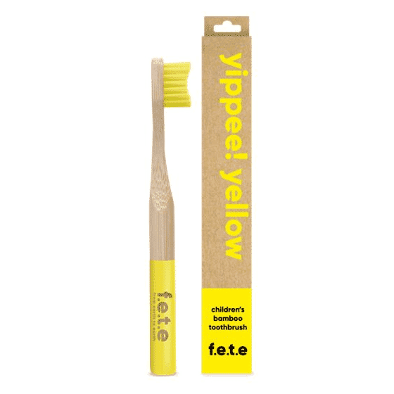 F.E.T.E Children's Bamboo Toothbrush - Yippee Yellow (single)
