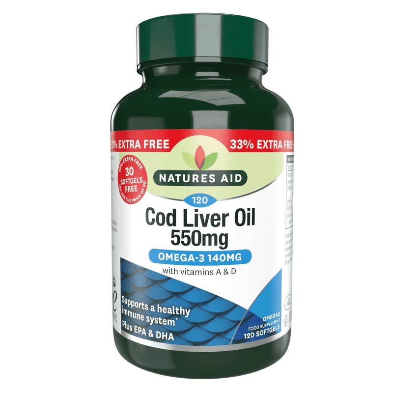 Natures Aid Cod Liver Oil 550mg (Omega-3 140mg) 120s