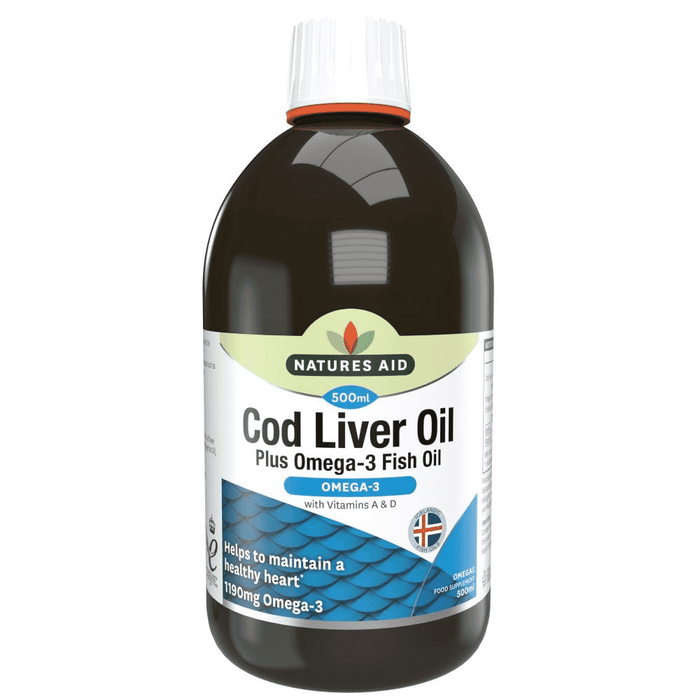 Natures Aid Cod Liver Oil Plus Omega-3 Fish Oil 500ml
