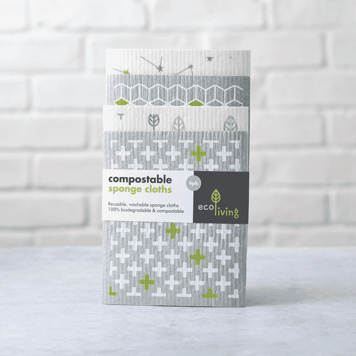 ecoLiving Compostable Sponge Cloths Plus, Leaf, Cube & Constellation (4 Pack)