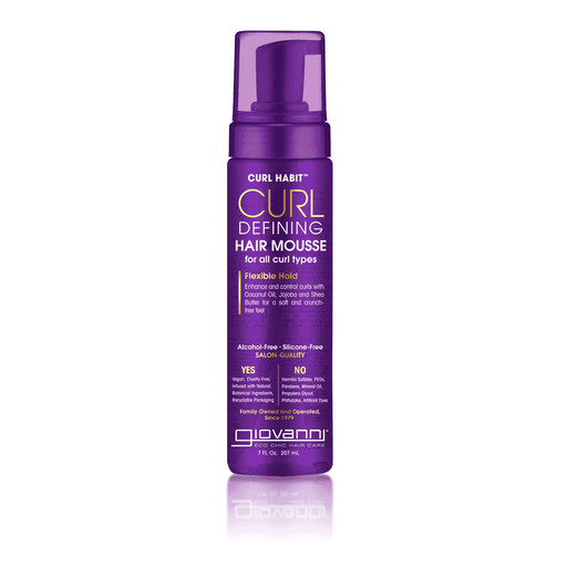 Giovanni Curl Defining Hair Mousse 207ml bottle with pump, designed to enhance and define curly hair.
