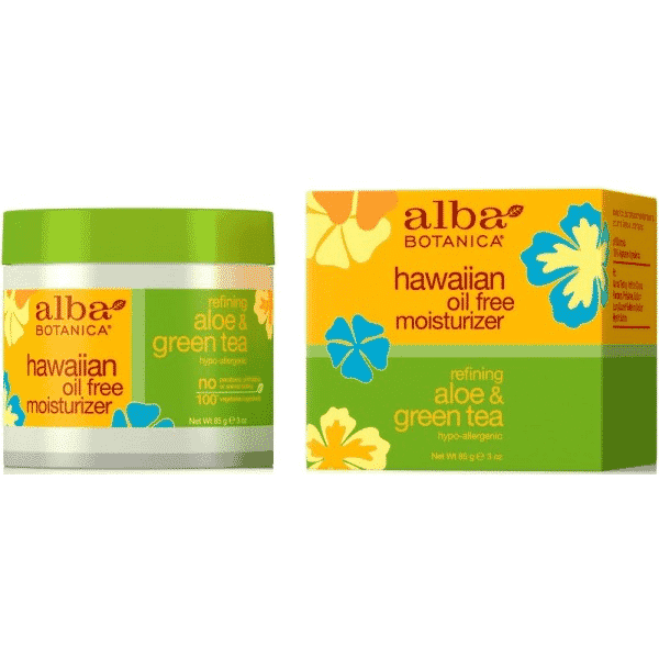 Alba Botanica Daily Oil-Free Hydrating Moisturizer in 85g jar, lightweight and moisturizing for oily or sensitive skin.