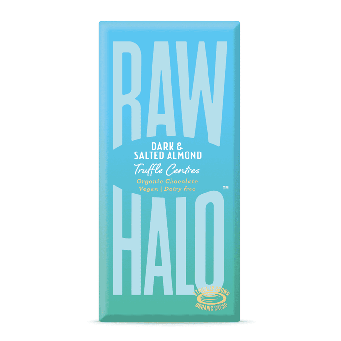 Raw Halo Dark & Salted Almond Truffle Centres Organic Chocolate Vegan 90g