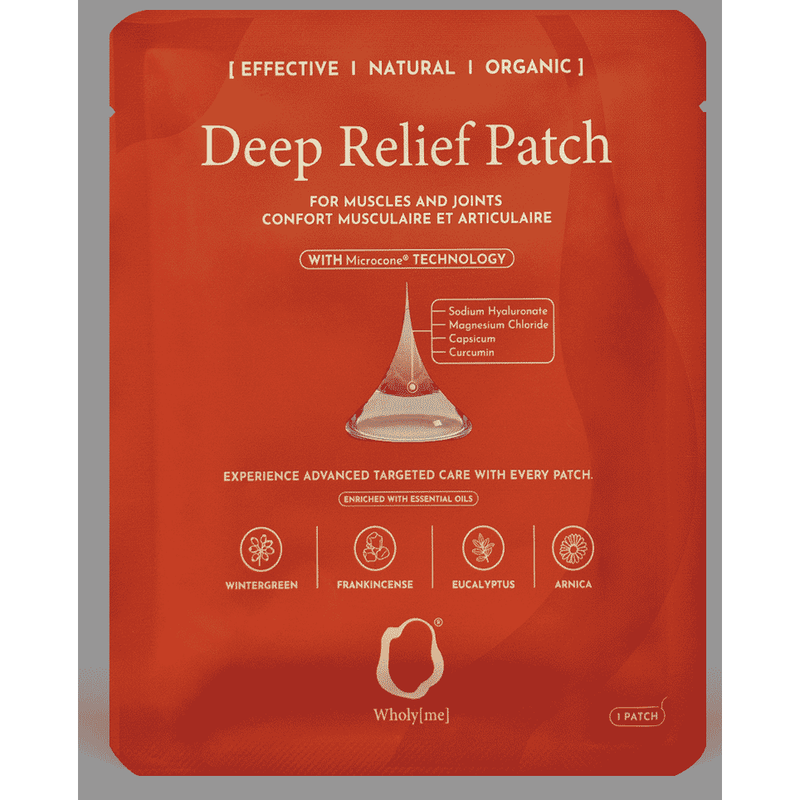 WholyMe Deep Relief Single Patch showing a adhesive patch designed for targeted pain relief application