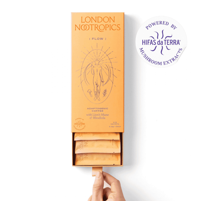 London Nootropics Flow Adaptogenic Coffee with Lion's Mane & Rhodiola 12 Sachets (ORANGE)