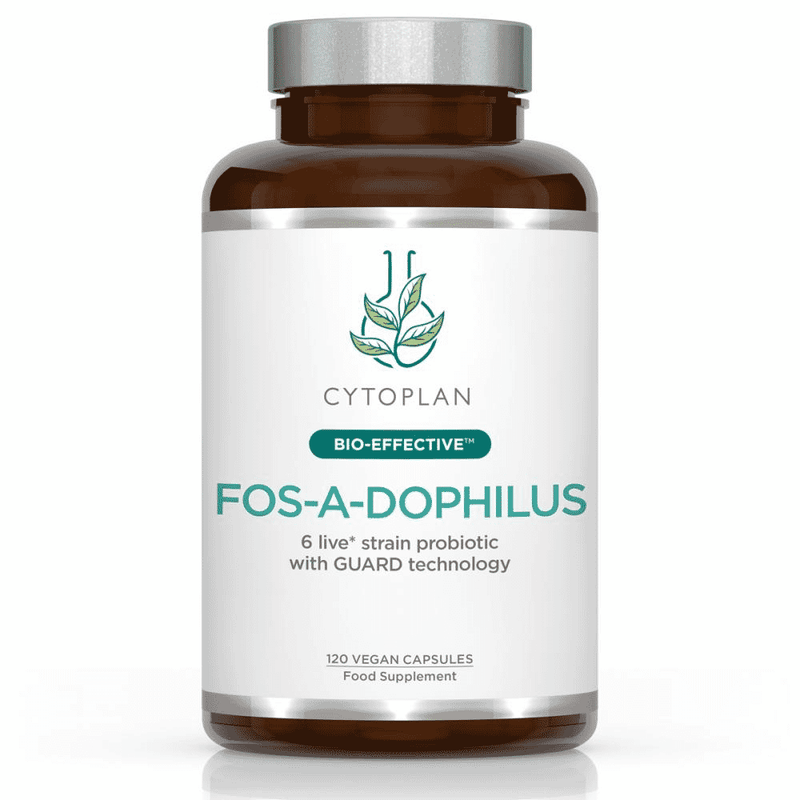 Cytoplan Fos-A-Dophilus 120s probiotic supplement bottle and packaging