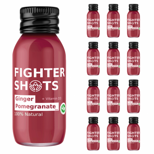Fighter Shots Ginger Pomegranate + Vitamin D3 12x60ml CASE - Dennis the Chemist