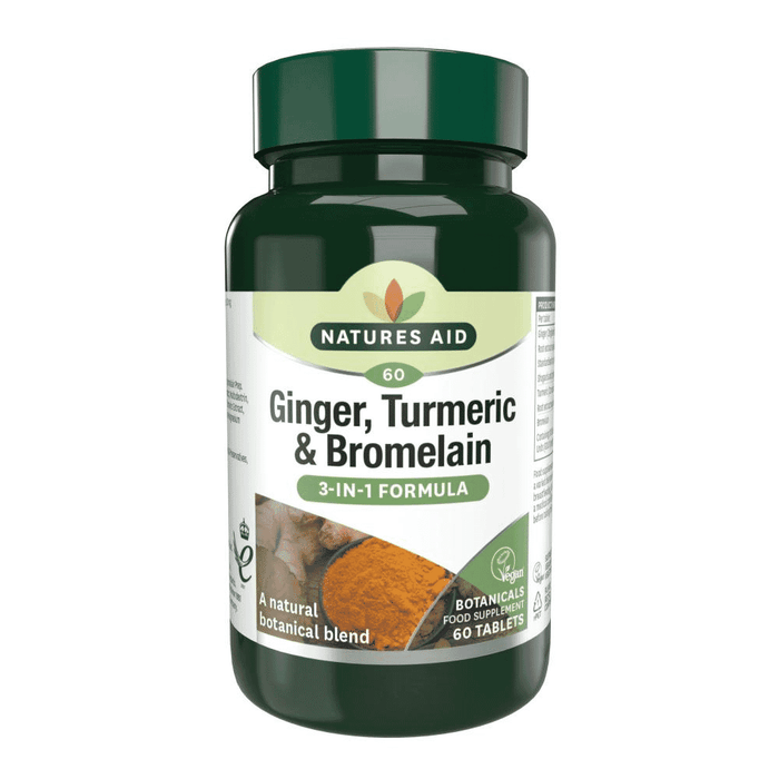 Natures Aid Ginger, Turmeric & Bromelain (3-In-1 Formula) 60s