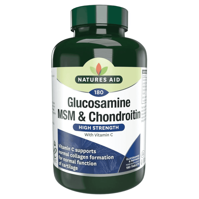 Natures Aid Glucosamine MSM & Chondroitin (High Strength) with Vitamin C 180s