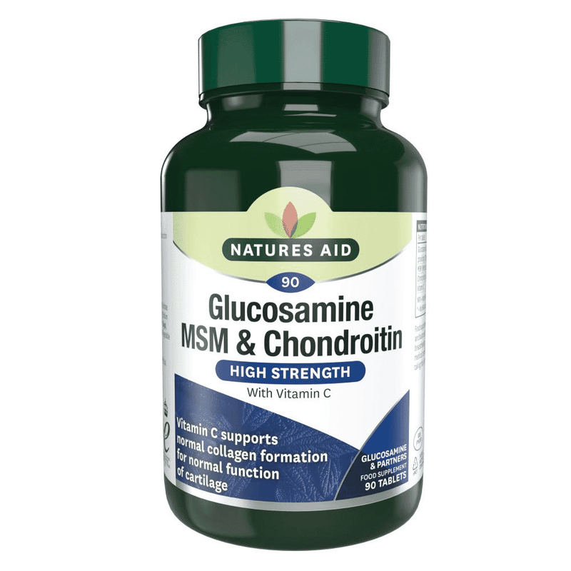 Natures Aid Glucosamine MSM & Chondroitin (High Strength) with Vitamin C 90s