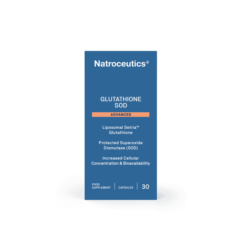 Natroceutics Glutathione SOD Advanced supplement bottle with 30 capsules, vitamin and antioxidant support product image