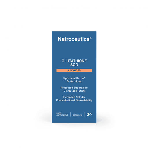 Natroceutics Glutathione SOD Advanced supplement bottle with 30 capsules, vitamin and antioxidant support product image