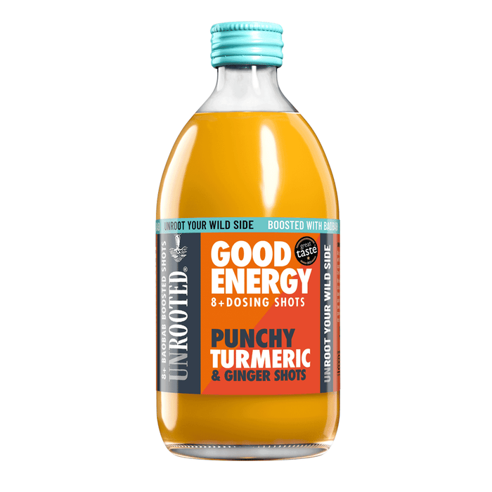 Unrooted Good Energy 8+ Dosing Punchy Turmeric & Ginger Shot 500ml SINGLE