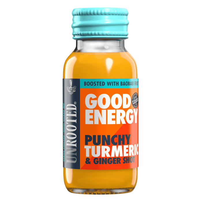 Unrooted Good Energy Punchy Turmeric & Ginger Shot 12x60ml CASE