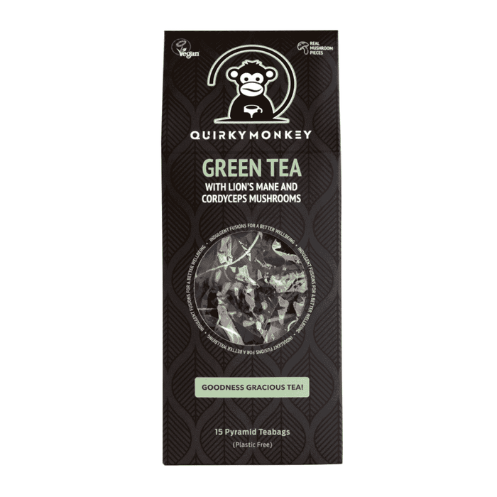 Quirky Monkey Green Tea with Lion's Mane and Cordyceps Mushrooms 15 Pyramid Teabags