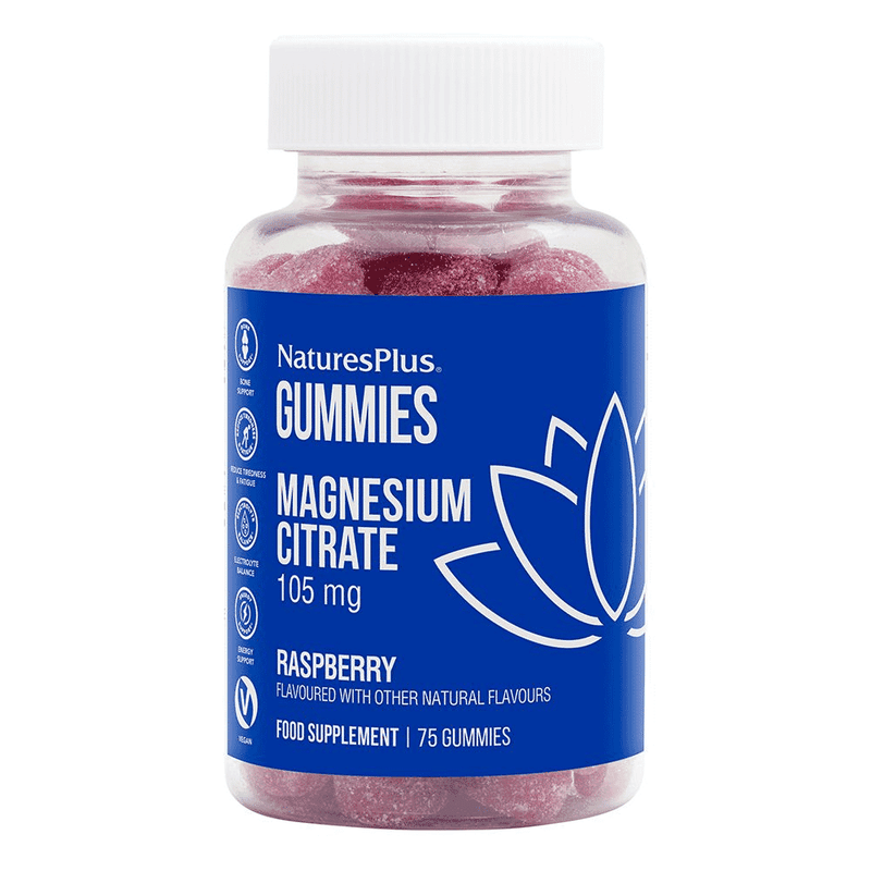 NaturesPlus Gummies Magnesium Citrate 105mg Raspberry 75s