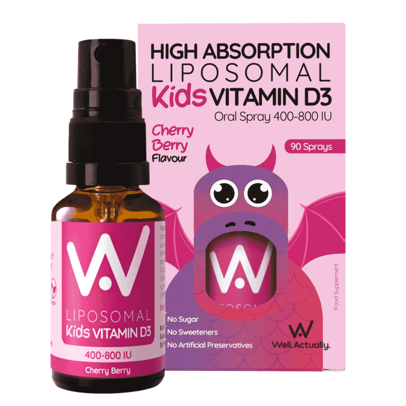 Well.Actually. HA Liposomal Kids Vitamin D3 Oral Spray 400-800IU Cherry Berry Flavour 15ml