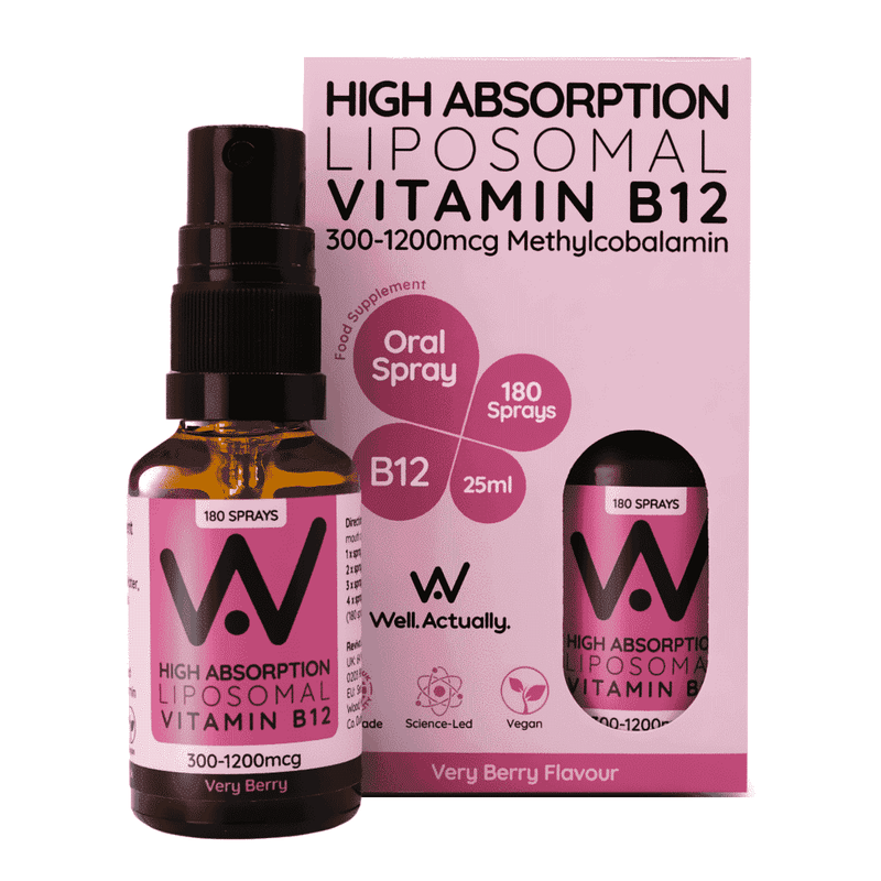 Well.Actually. HA Liposomal Vitamin B12 300-1200mcg Methylcobalamin Oral Spray Very Berry Flavour 25ml